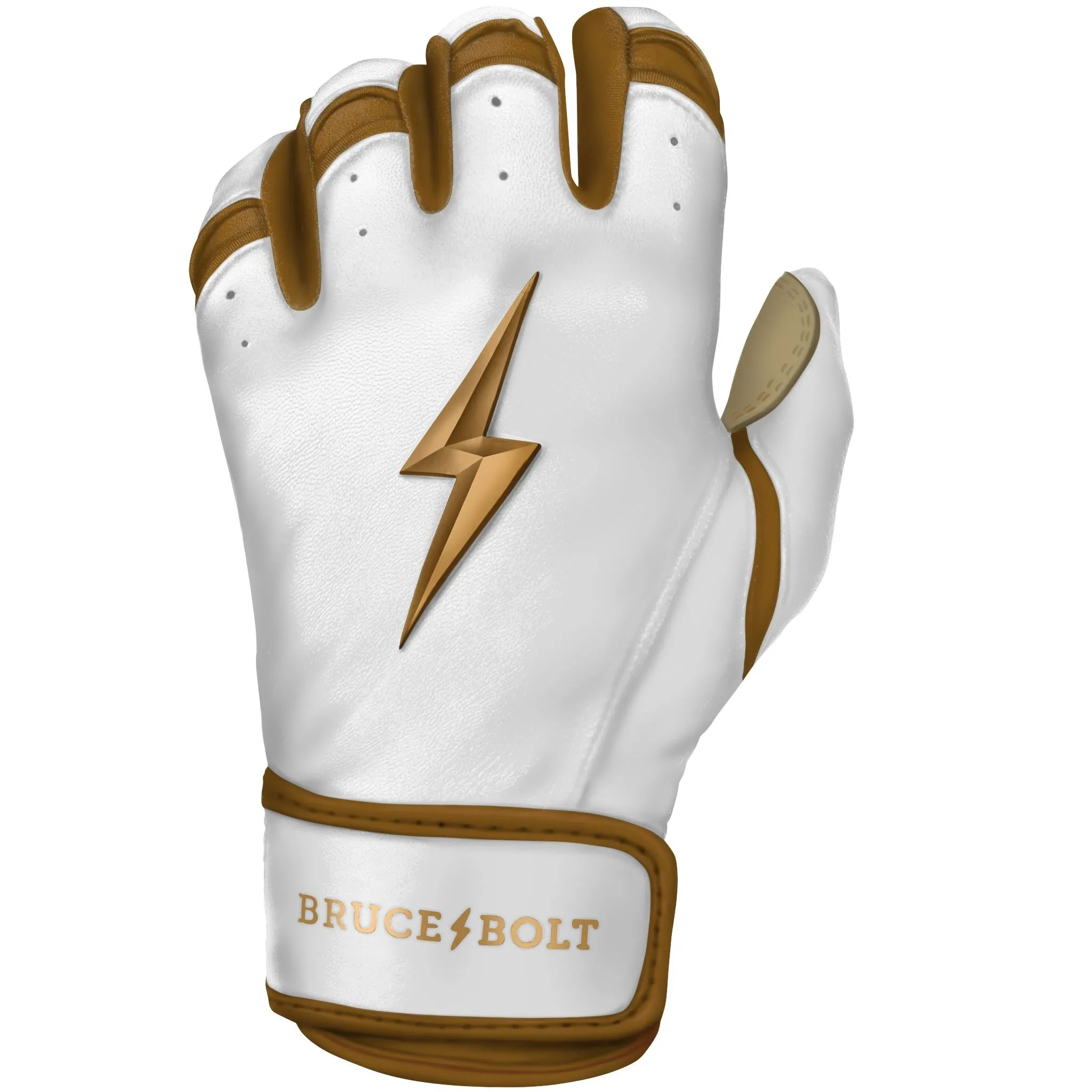 PREMIUM PRO GOLD Series Short Cuff Batting Gloves - Gold WHITE