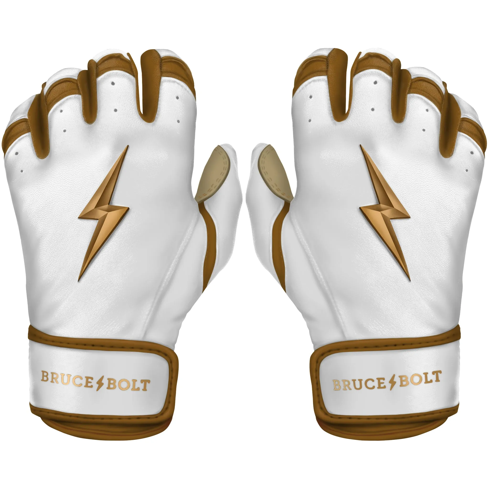 PREMIUM PRO GOLD Series Short Cuff Batting Gloves - Gold WHITE