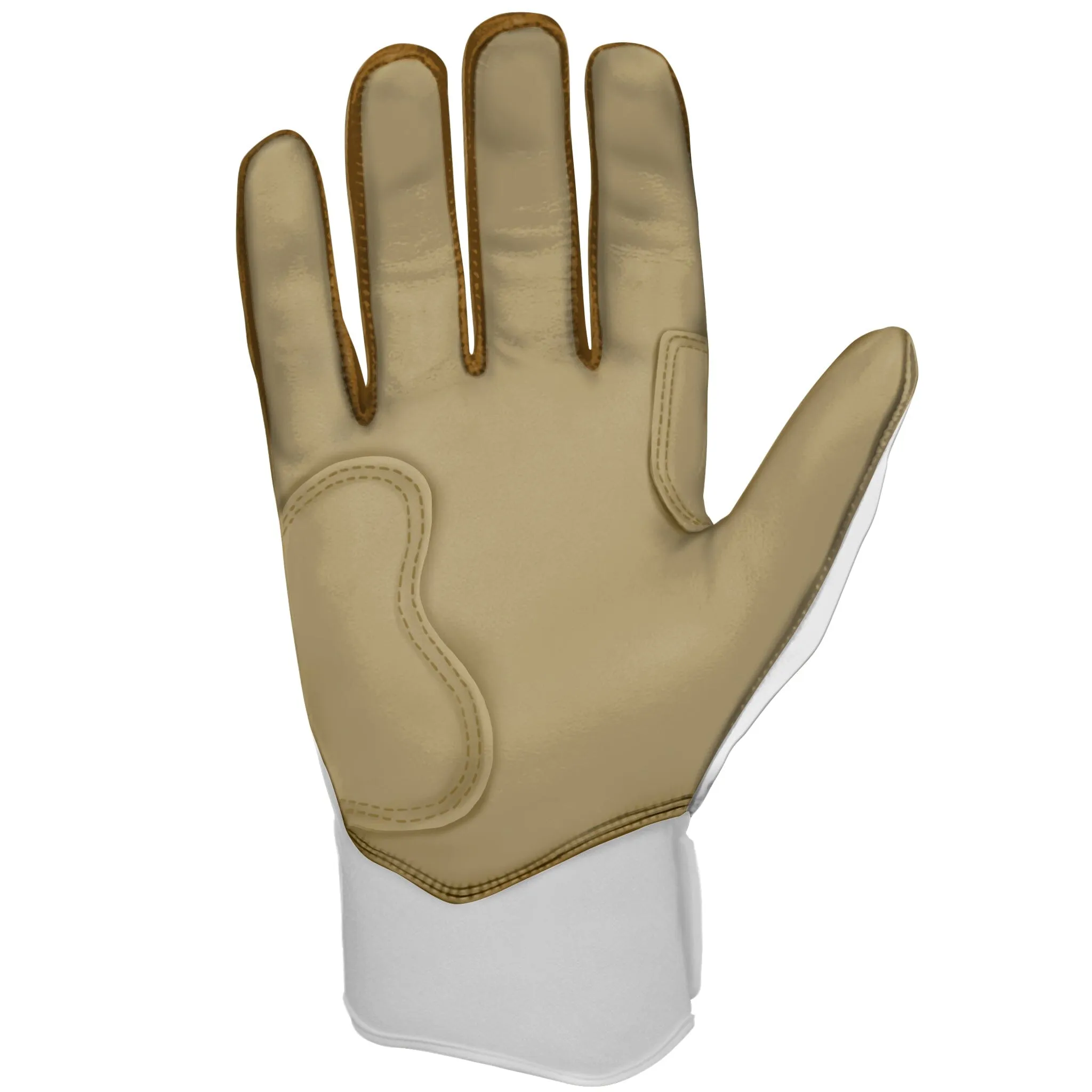 PREMIUM PRO GOLD Series Short Cuff Batting Gloves - Gold WHITE