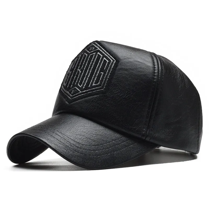 PU Leather 5 Panel Cap Winter Snapback Baseball Cap Men Women Hip Hop Cap Gorras Para Hombre Winter Pattern Cap