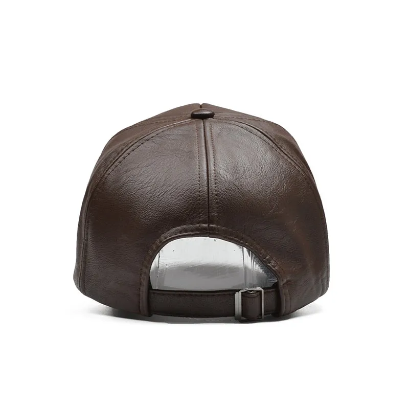 PU Leather 5 Panel Cap Winter Snapback Baseball Cap Men Women Hip Hop Cap Gorras Para Hombre Winter Pattern Cap