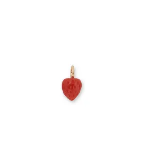 Puffy Coral Strawberry 14k Gold Necklace Charm