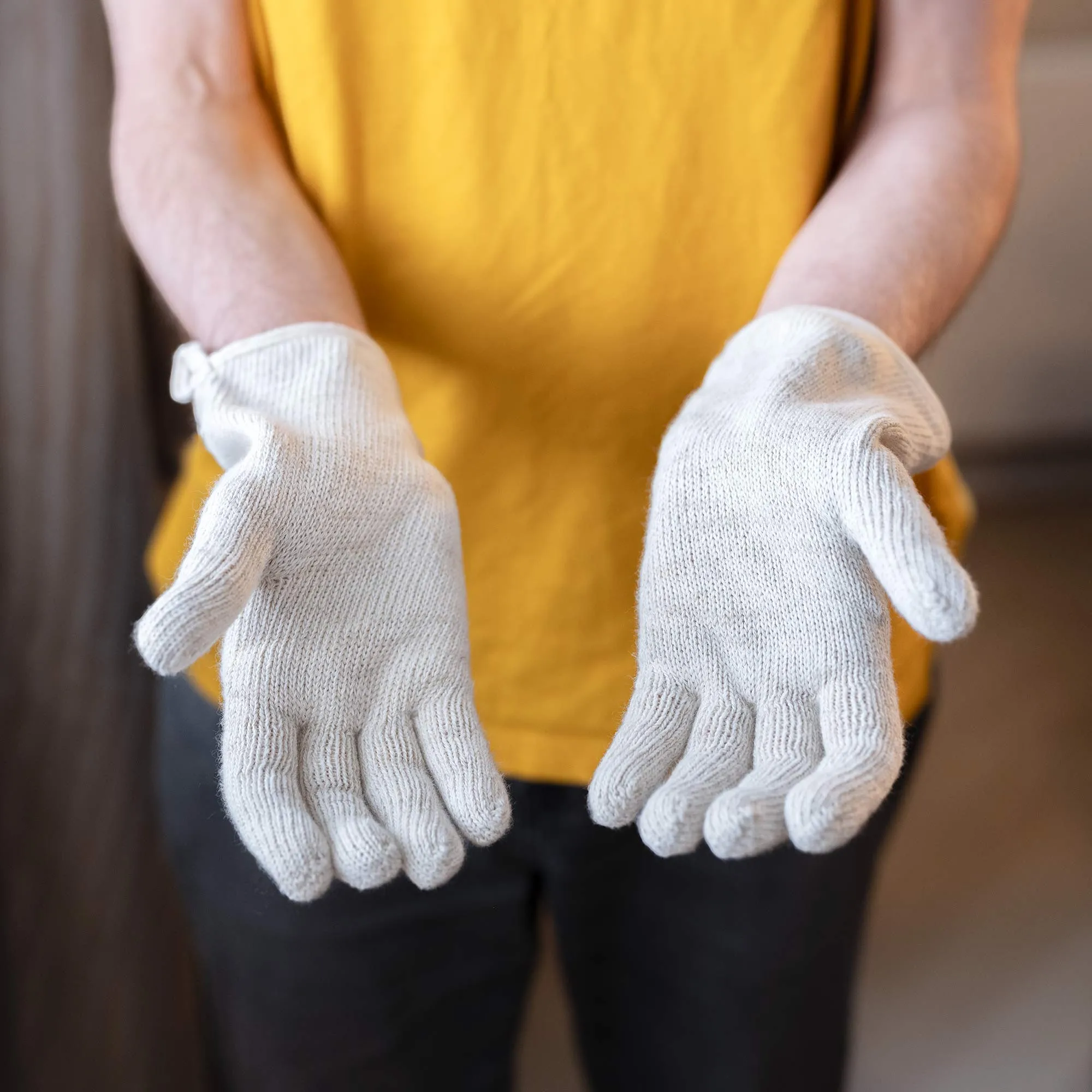 PURITY Elastic-free Organic Linen Gloves (with Organic Cotton) (No Latex, No Polyester, No polyamide, No Nylon, No Plastic, No Synthetics) (100% Biodegradable)