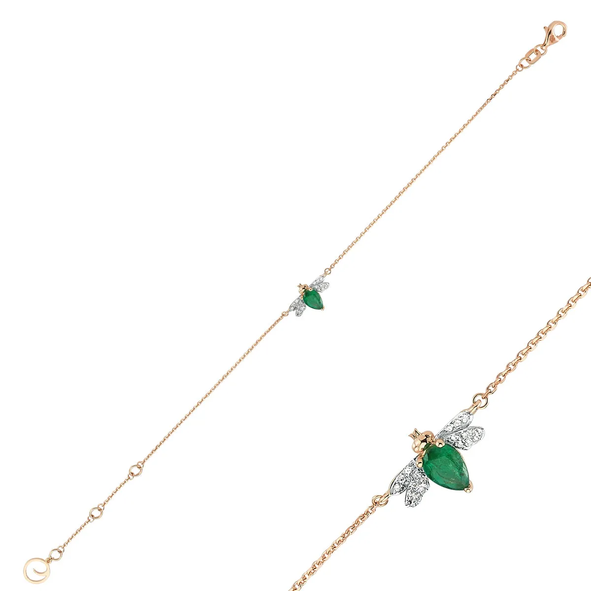 QUEEN BEE BELLA GOLD DIAMOND EMERALD BRACELET