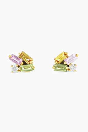 Rainbow Post Earring, Yellow Gold