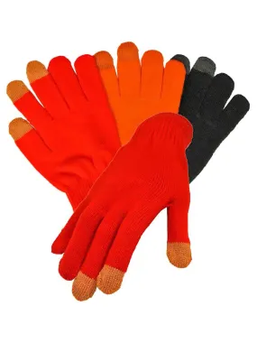 Red Black & Orange 3 Pack Stretchy Texting Gloves