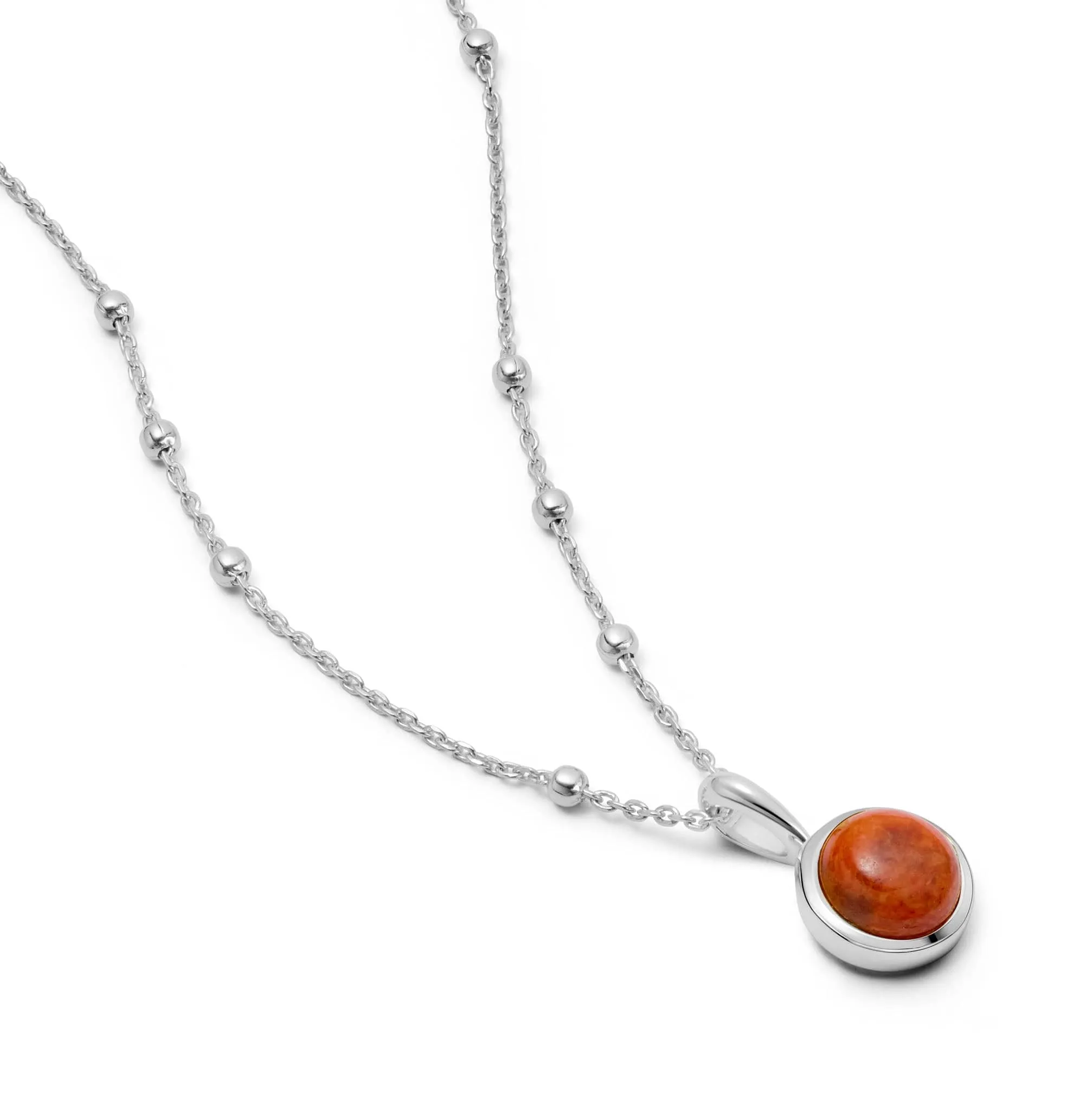 Red Coral Healing Stone Necklace Sterling Silver