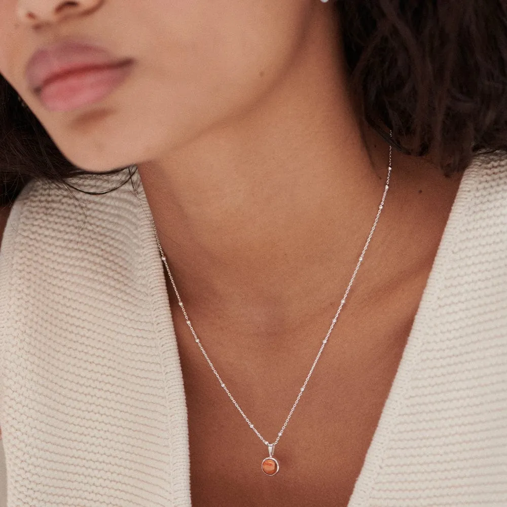 Red Coral Healing Stone Necklace Sterling Silver