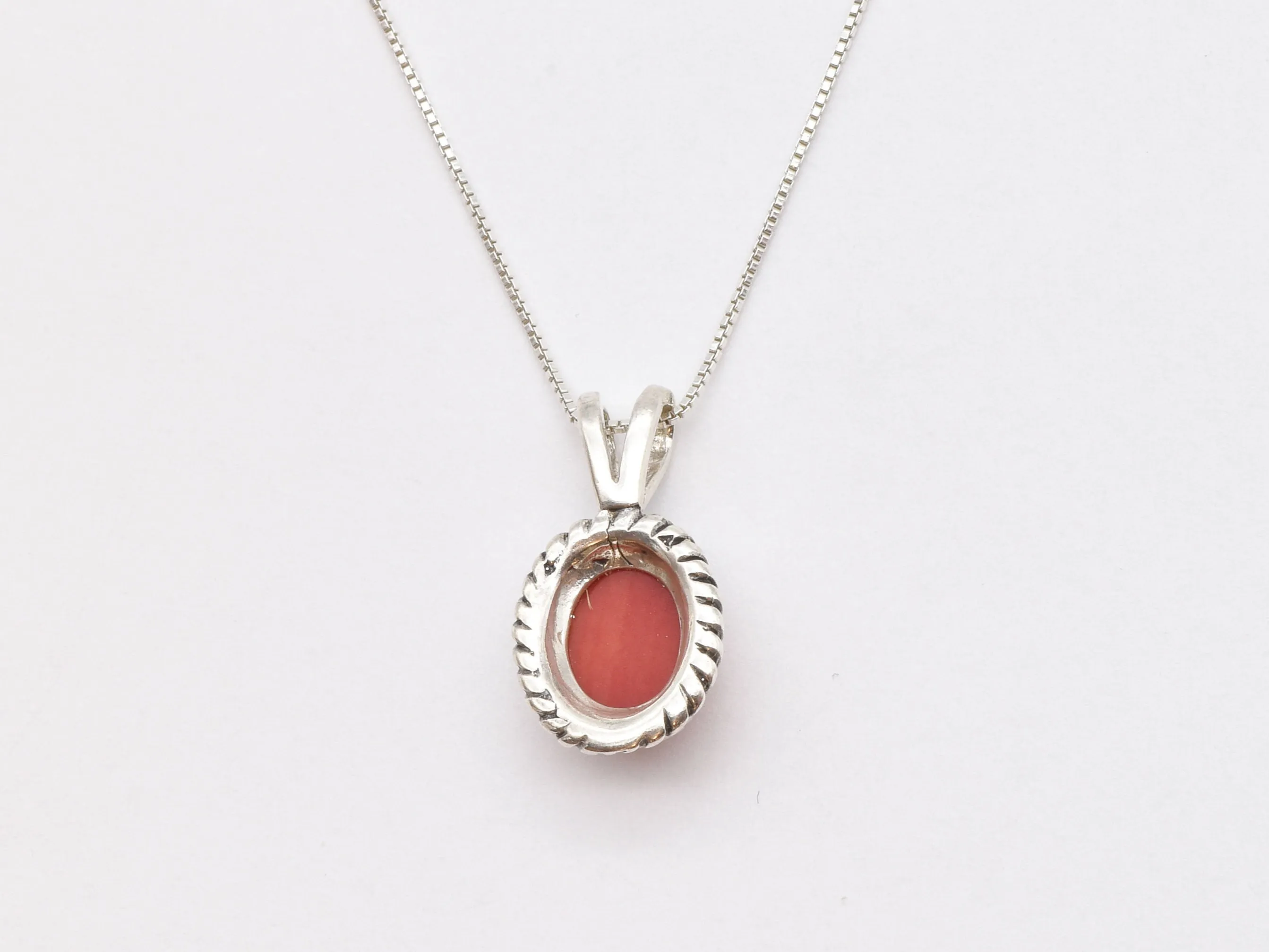 Red Coral Necklace - Natural Red Coral Necklace - Silver Coral Pendant