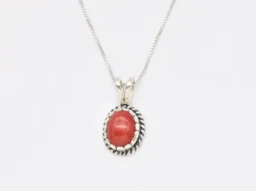 Red Coral Necklace - Natural Red Coral Necklace - Silver Coral Pendant