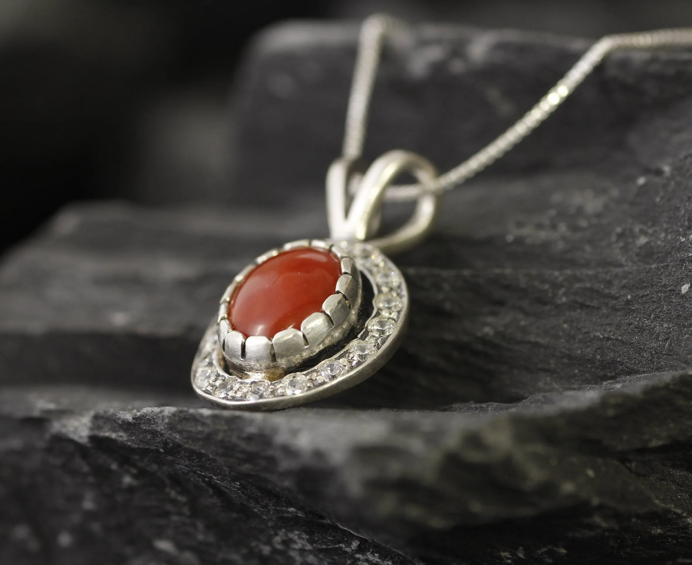 Red Coral Necklace - Red Antique Pendant - Natural Coral Necklace