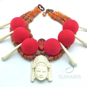 RED RAJA OOAK STATEMENT NECKLACE