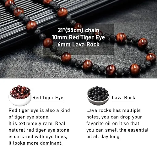 Red Tiger Eye & Lava Rock Necklace