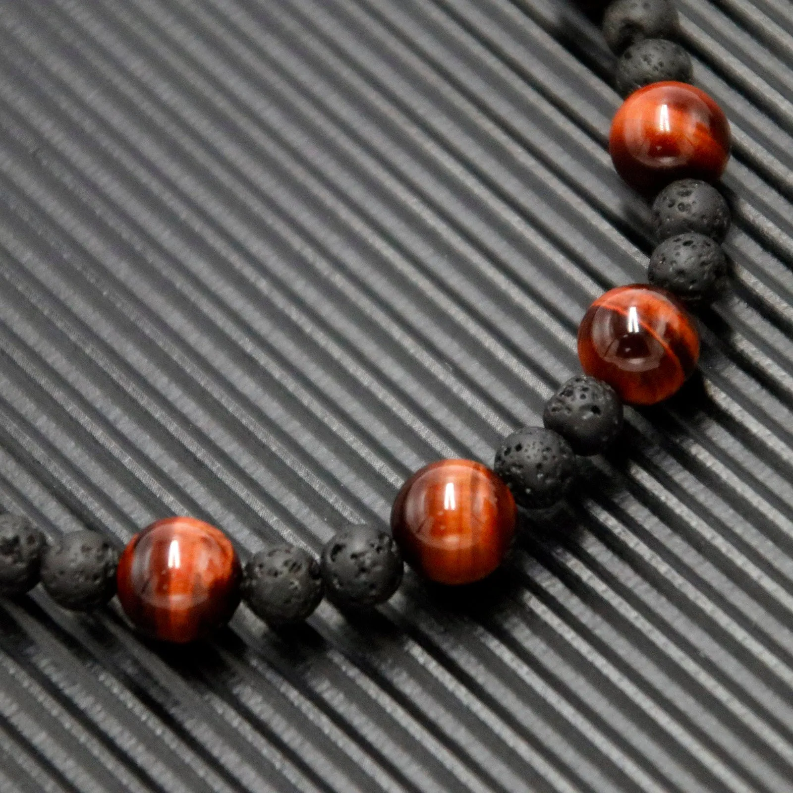 Red Tiger Eye & Lava Rock Necklace