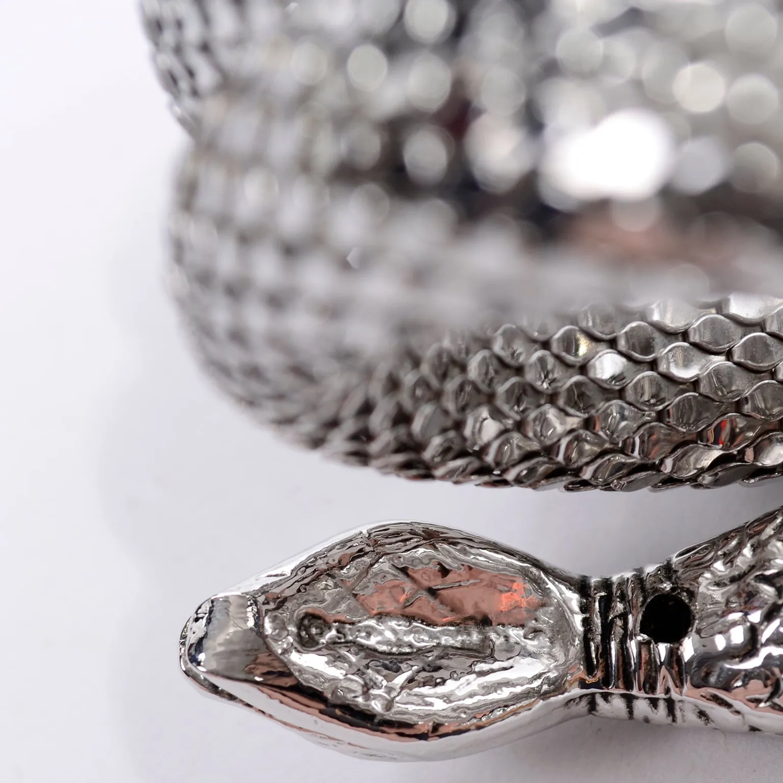 RESERVED // 1970s Whiting & Davis Silver Mesh Coil Snake Wrap Bracelet