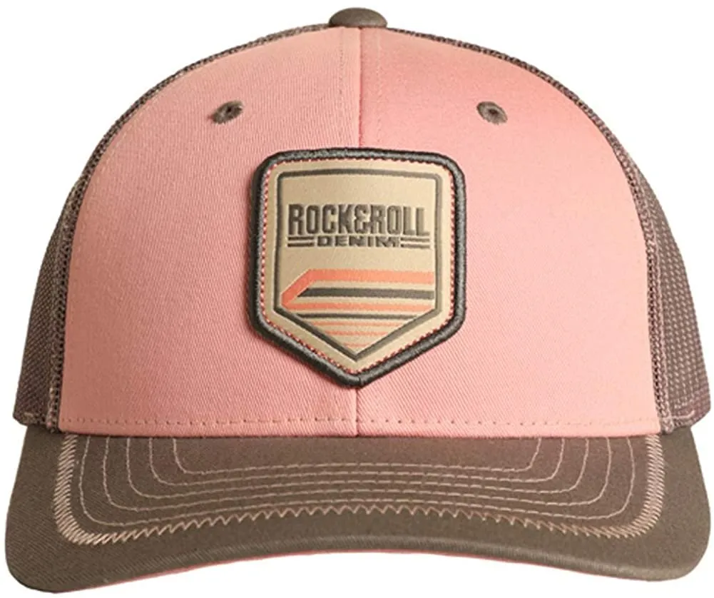 Rock and Roll Logo Patch Mesh Snapback, Rose