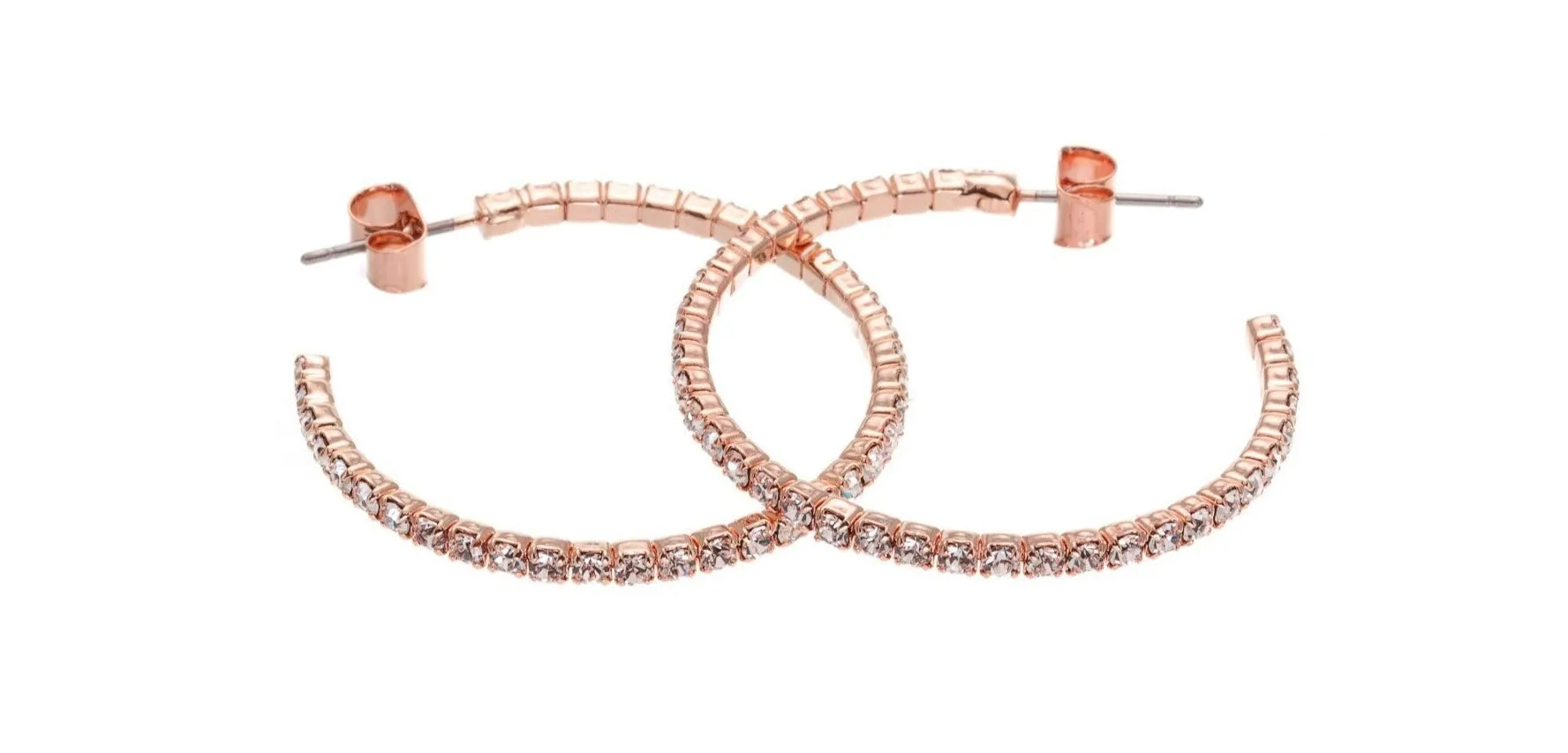 ROSE GOLD CLEAR RHINESTONE HOOP EARRING