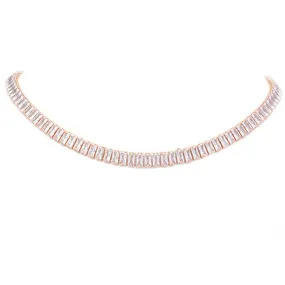 Rose Gold Cubic Zirconia Baguette Necklace