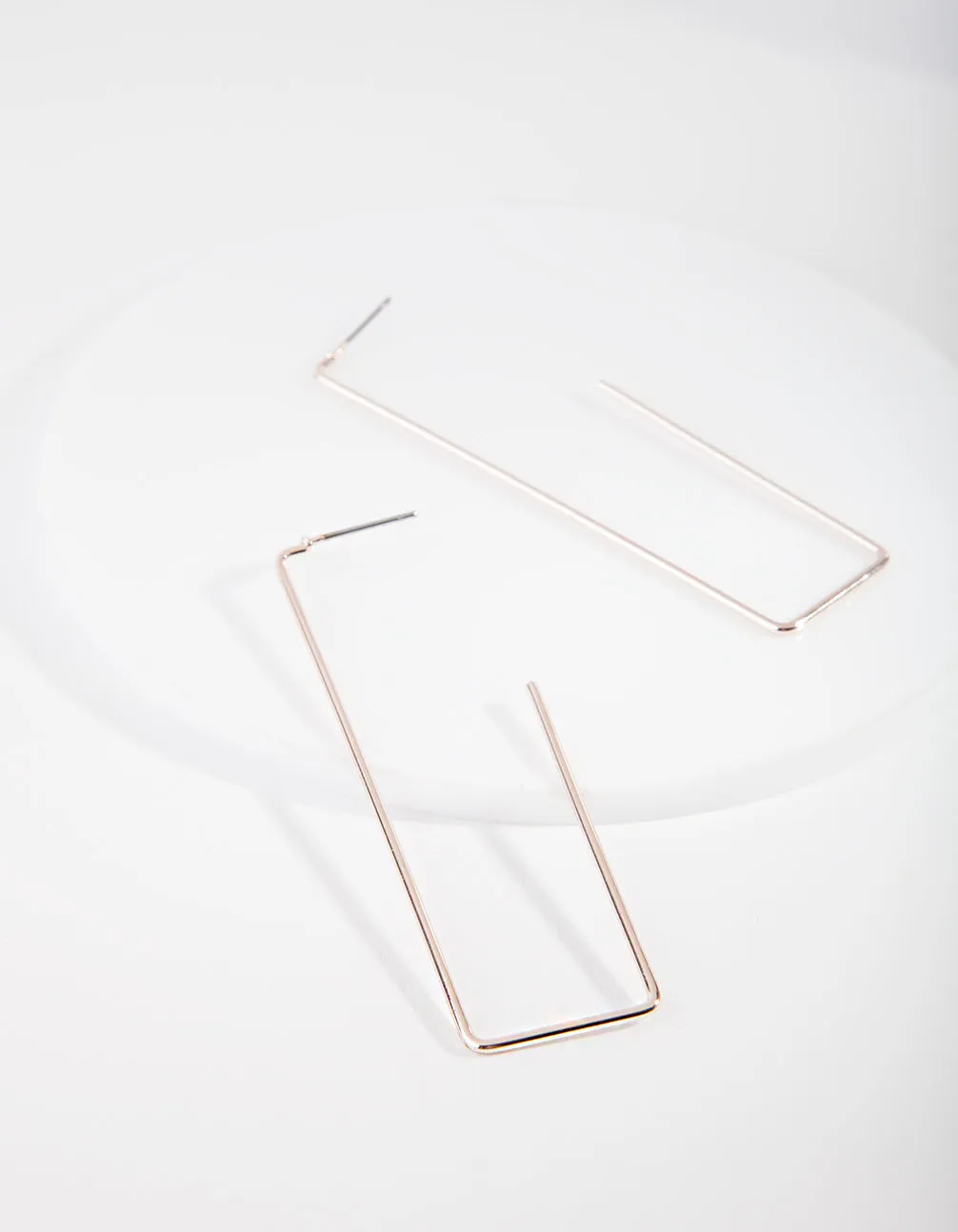 Rose Gold Rectangle Hoop Earrings