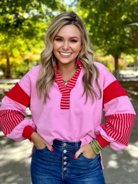 Rosy Pink Striped Top