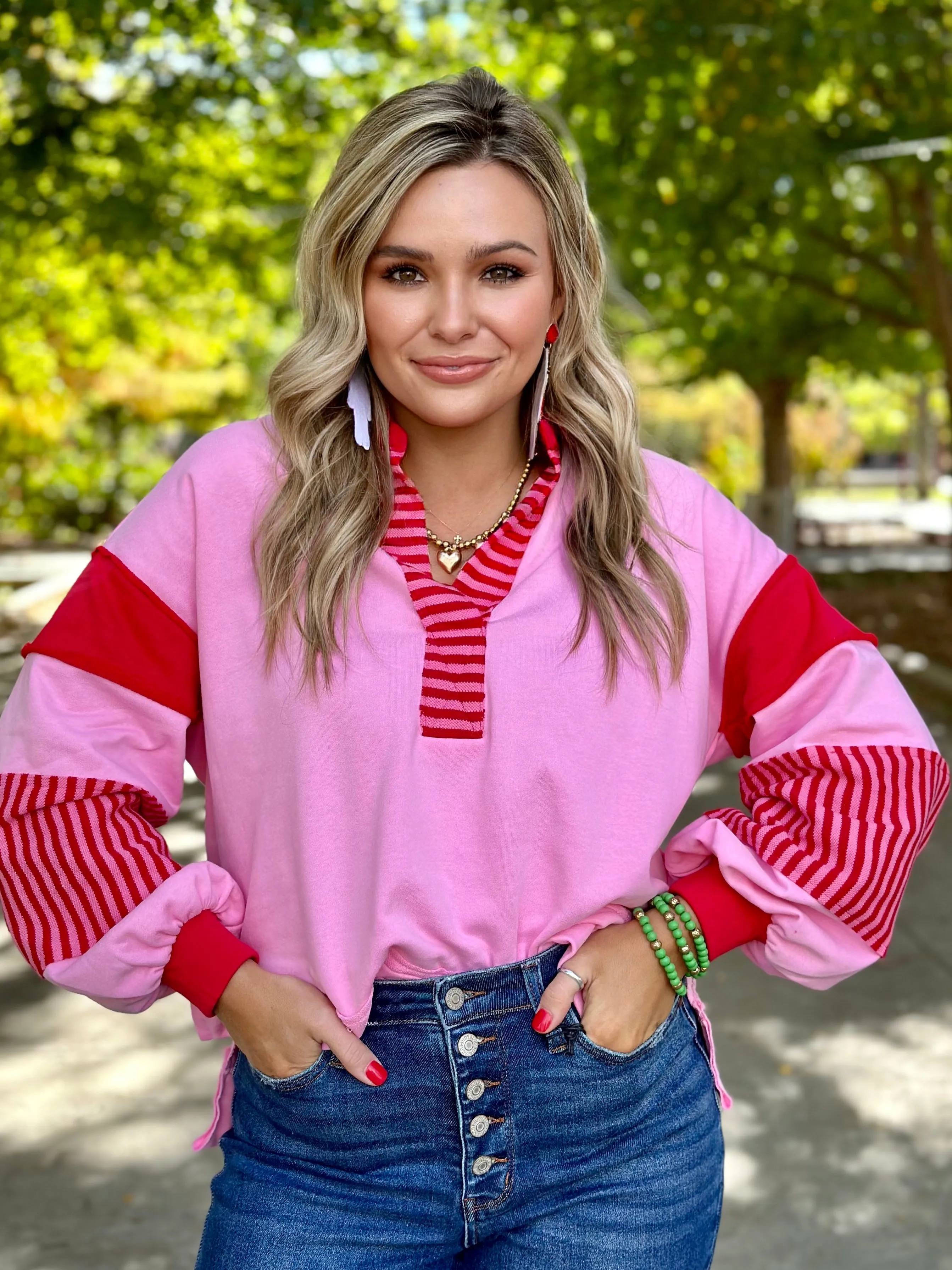 Rosy Pink Striped Top