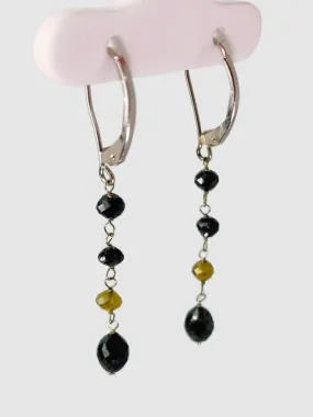 SALE - Black Diamond Rosary Earrings with Yellow Diamond Accents in 14KW - EAR-080-ROSDIA14W-YLBLK 2.5ctw