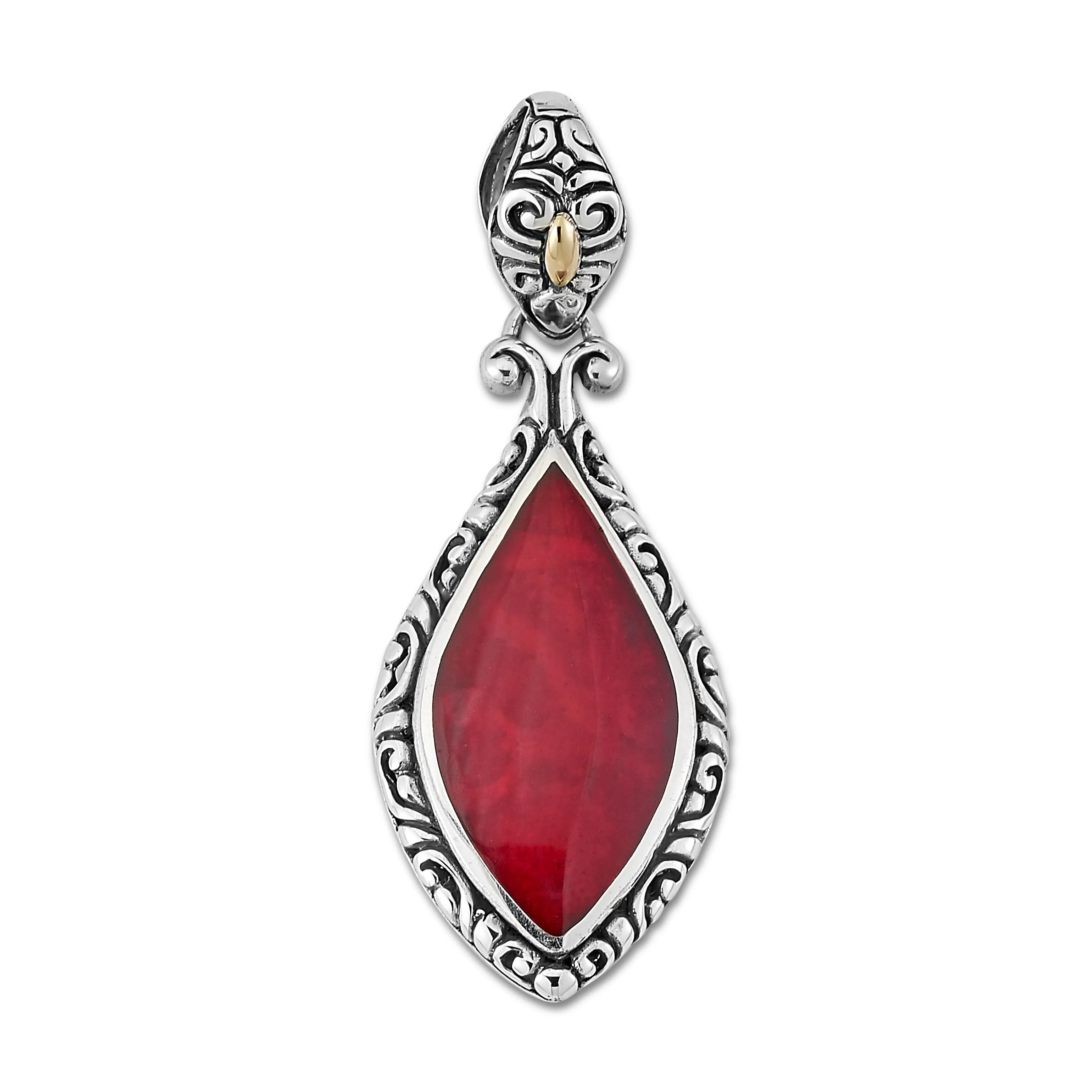 Samuel B. Sterling Silver and 18K Yellow Gold Red Pendant (96994)