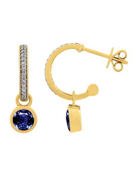 Sapphire Earrings - 10ct Yellow Gold Blue Sapphire & Diamond Earrings - 786272