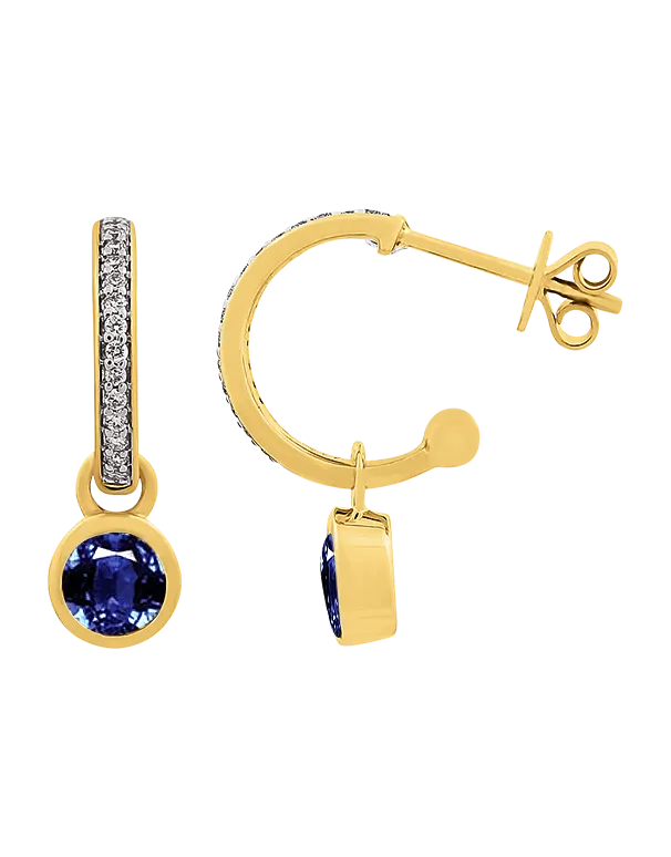 Sapphire Earrings - 10ct Yellow Gold Blue Sapphire & Diamond Earrings - 786272