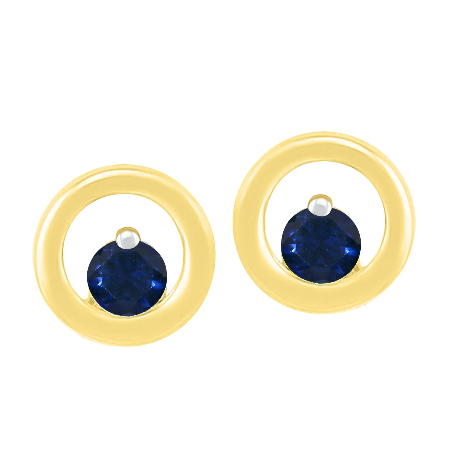 Sapphire Earrings - 10ct Yellow Gold Natural Sapphire Circle Stud Earrings - 786591