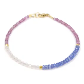 Sapphire   Moonstone   Tanzanite Bracelet with Gold Filled Trigger Clasp