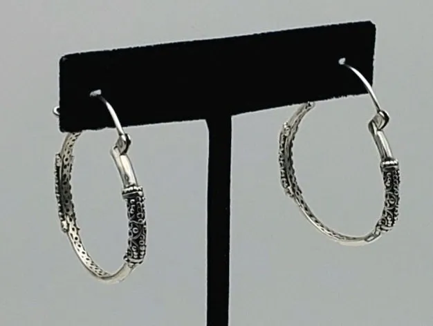 Sarda - Vintage Sterling Silver Hoop Earrings