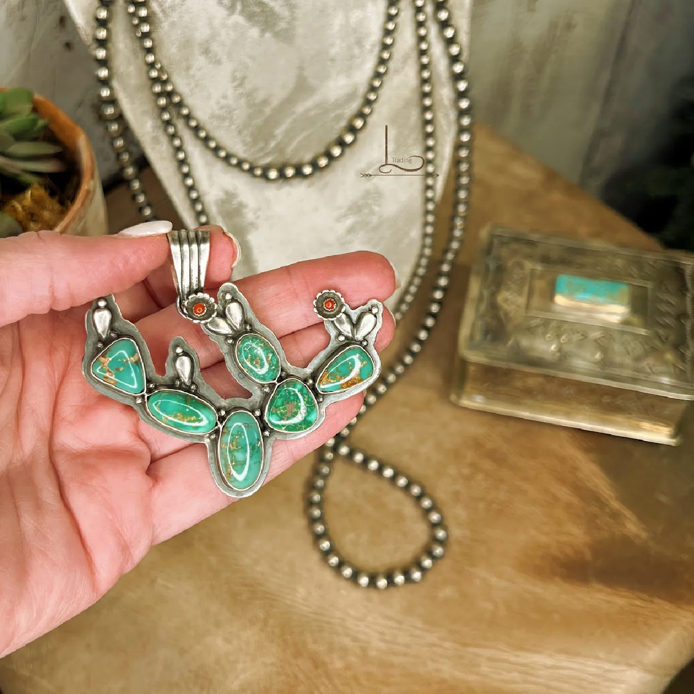 Senoran Turquoise Cactus Pendant