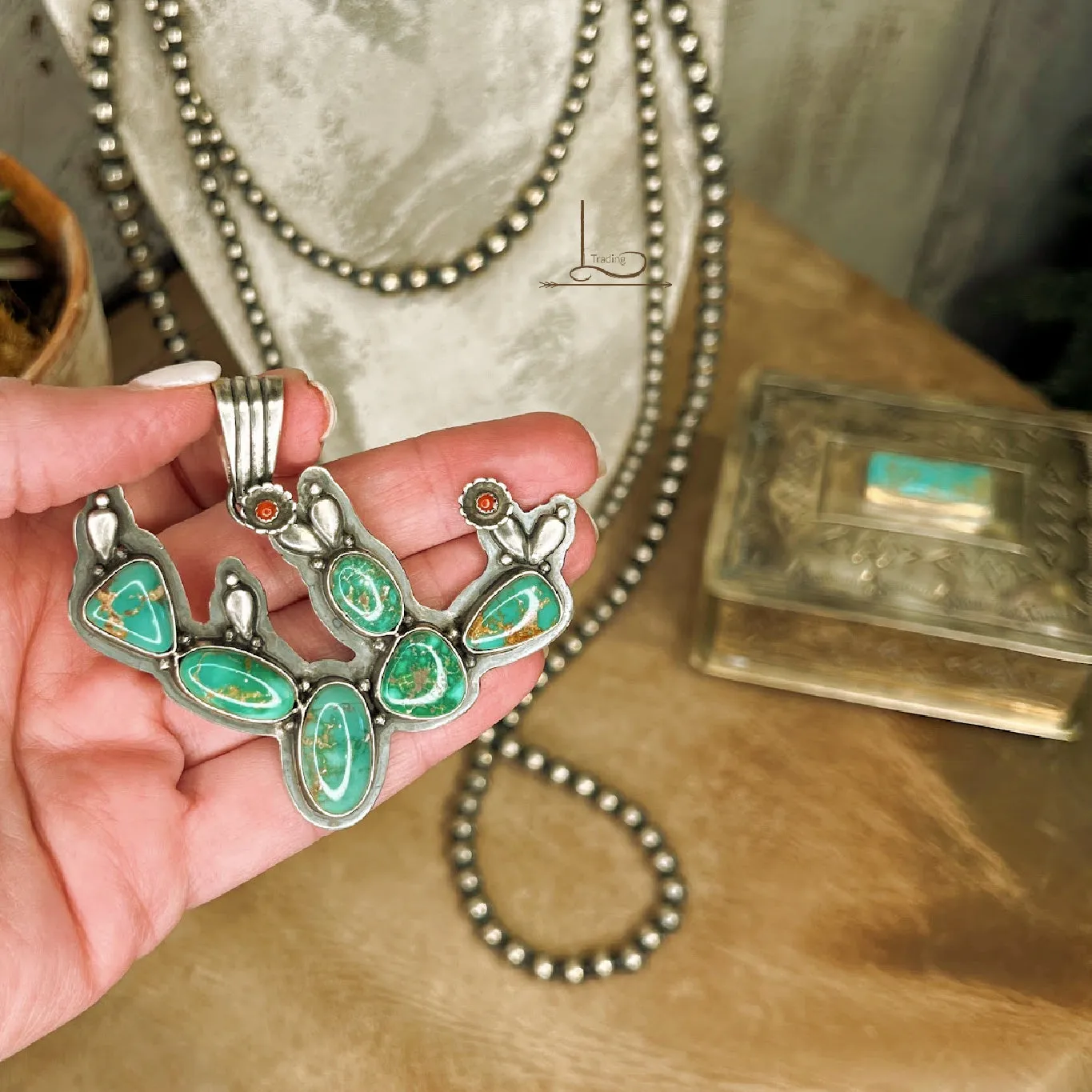 Senoran Turquoise Cactus Pendant