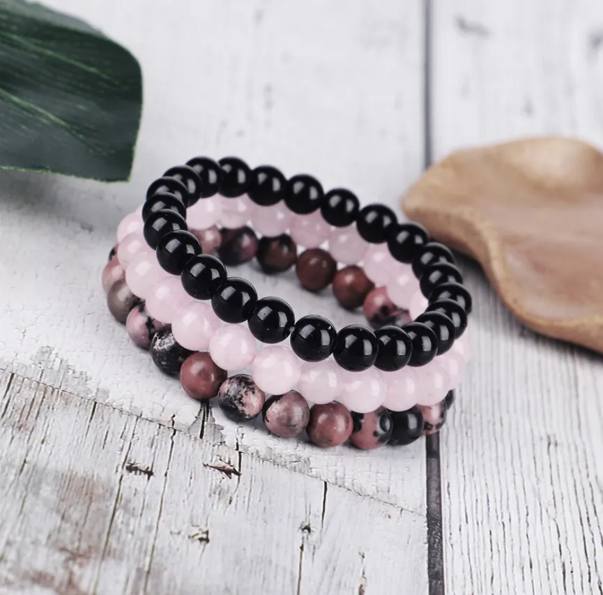 Set Bracelet Natural Stone Beaded Bracelet Unisex Three-piece