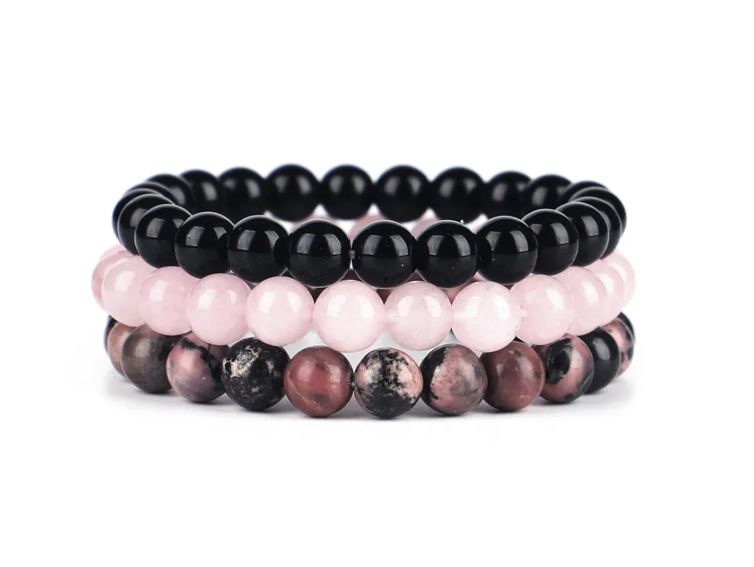 Set Bracelet Natural Stone Beaded Bracelet Unisex Three-piece