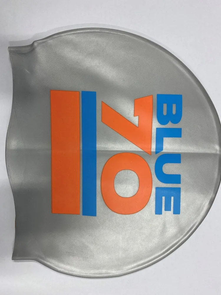 SILICONE SWIM CAP LOGO BLUE70