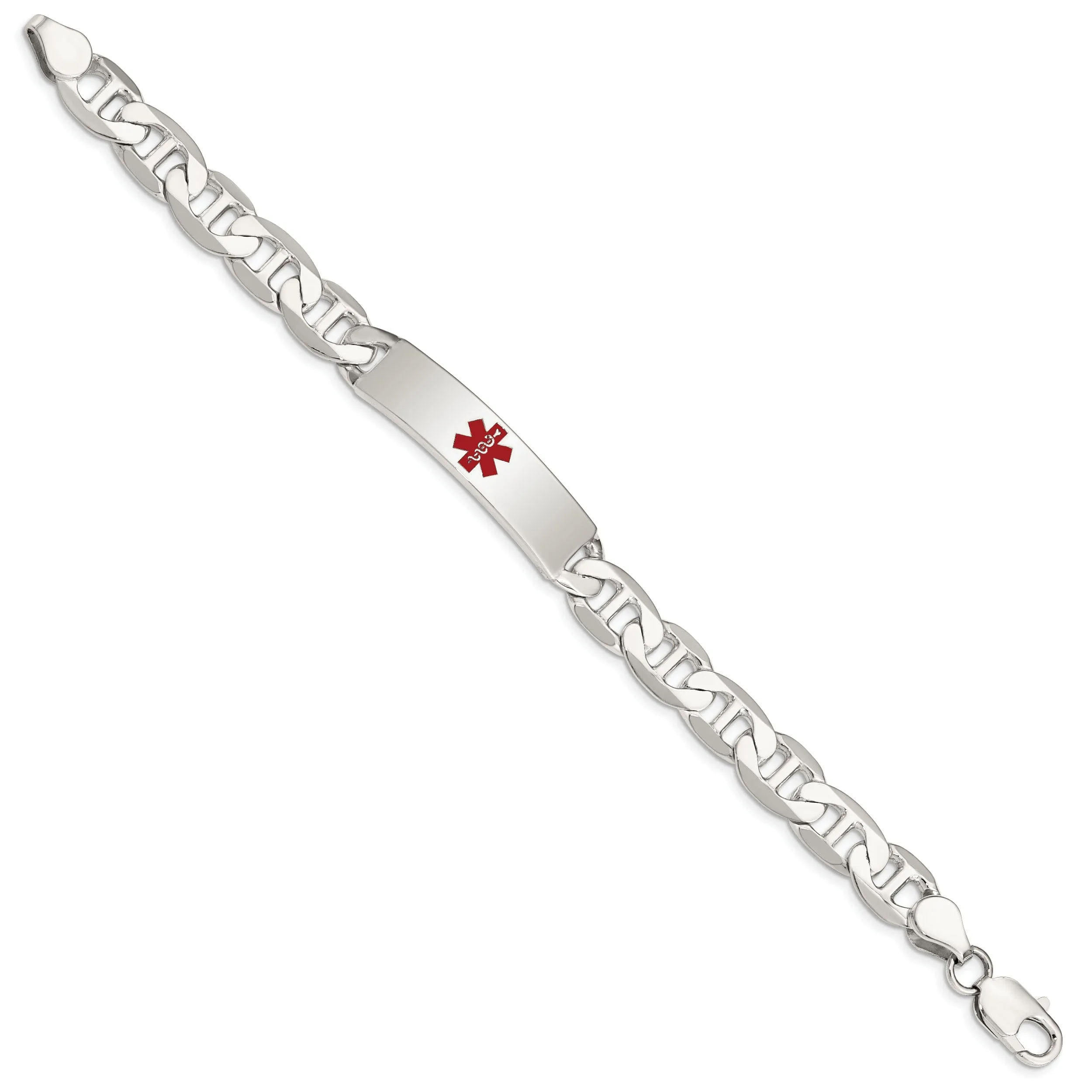 Silver 10-MM Wide Medical Anchor 7.50 inch ID Bracelet.