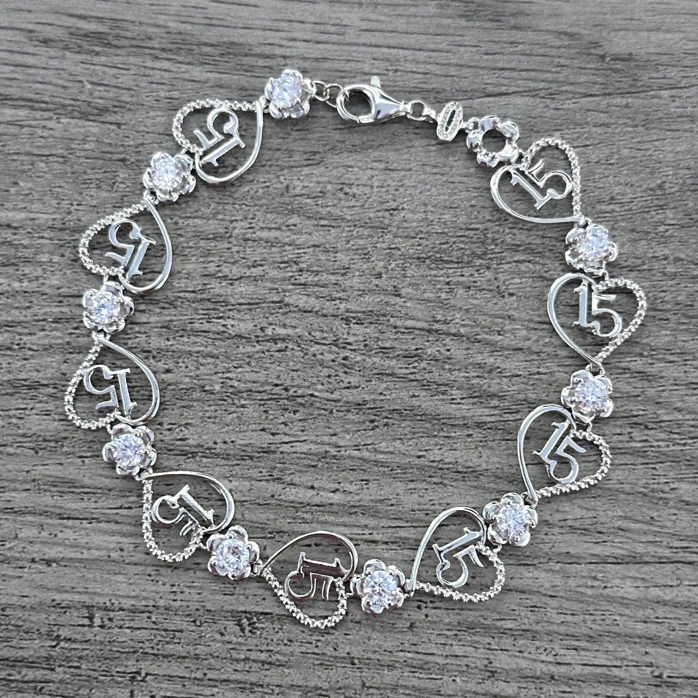 Silver 15 años bracelet - quinceañera - 15 years