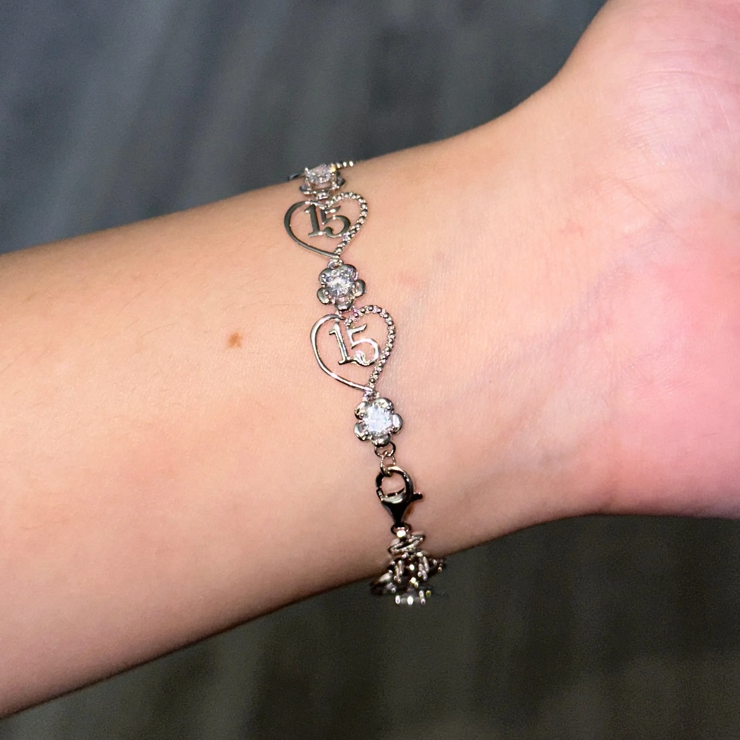 Silver 15 años bracelet - quinceañera - 15 years