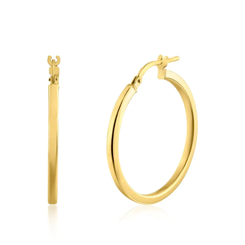 Silver 925 Gold Plated Silver 2mm Hoop Earrings