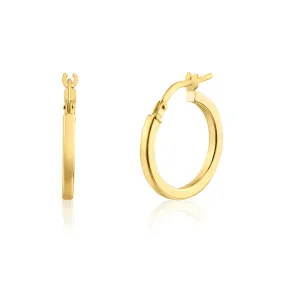 Silver 925 Gold Plated Silver 2mm Hoop Earrings