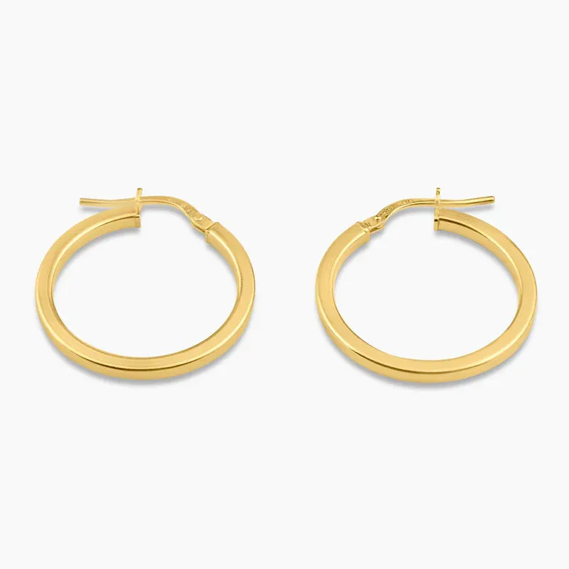 Silver 925 Gold Plated Silver 2mm Hoop Earrings