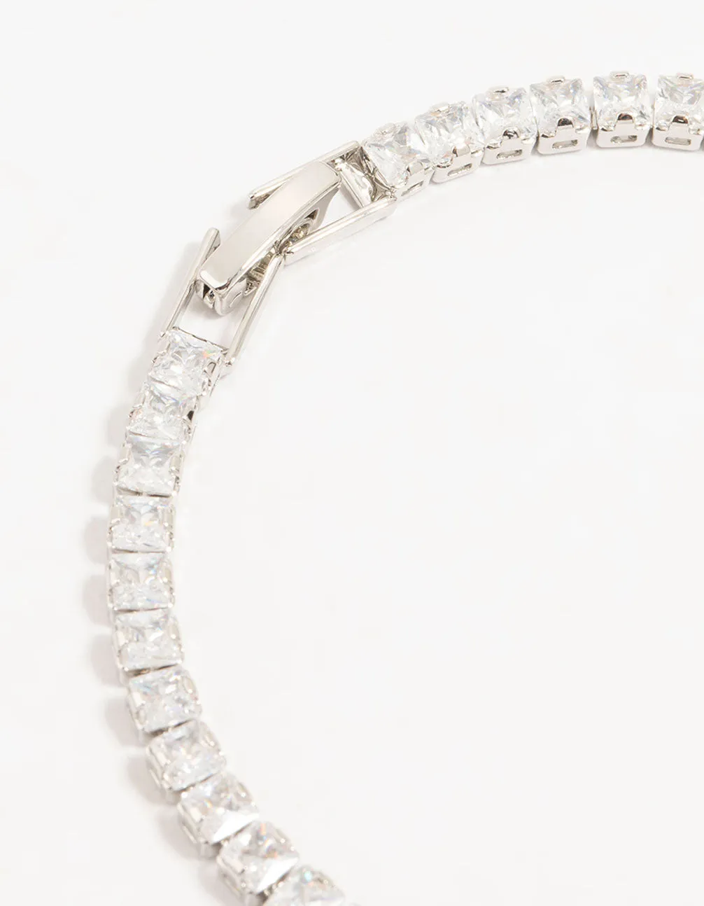 Silver Cubic Zirconia Graduating Square Tennis Bracelet