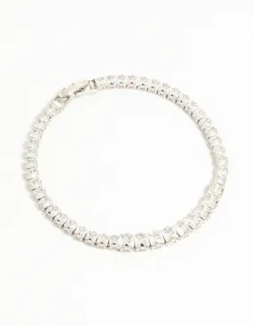 Silver Cubic Zirconia Graduating Square Tennis Bracelet