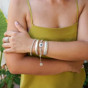 Silver Ethnic Tribal Cuff with Floral Pattern