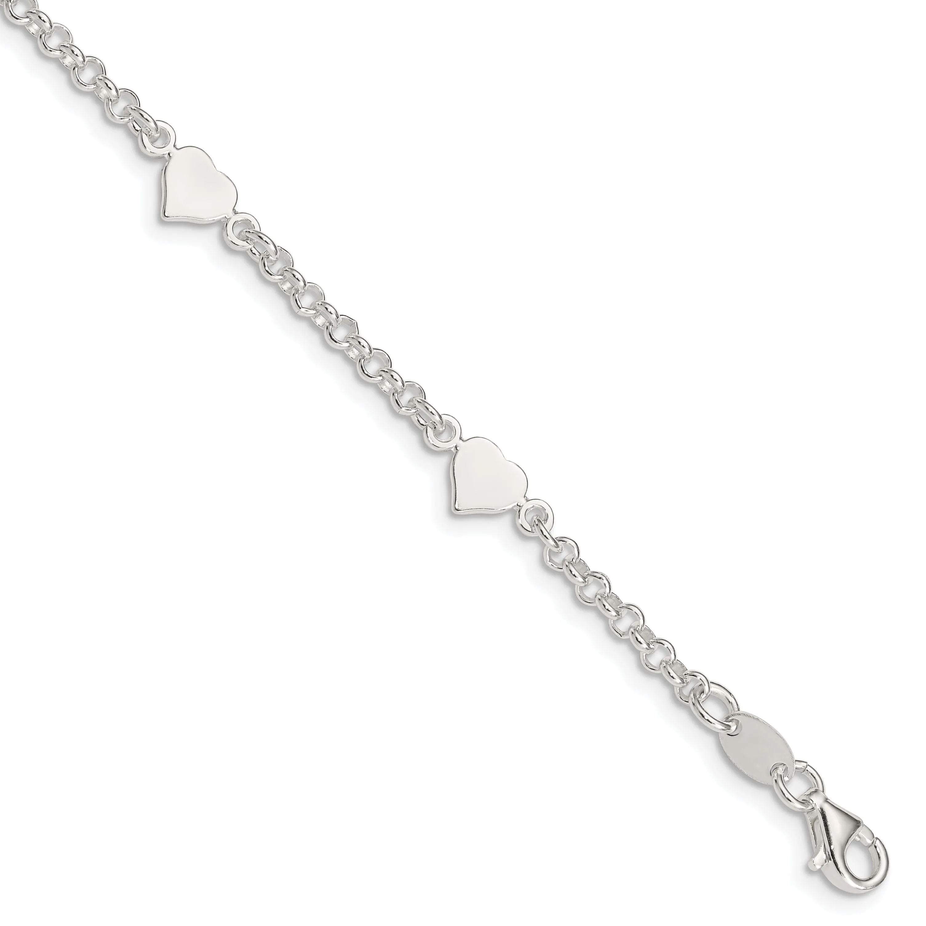 Silver Polished Hearts Childrens Bracelet