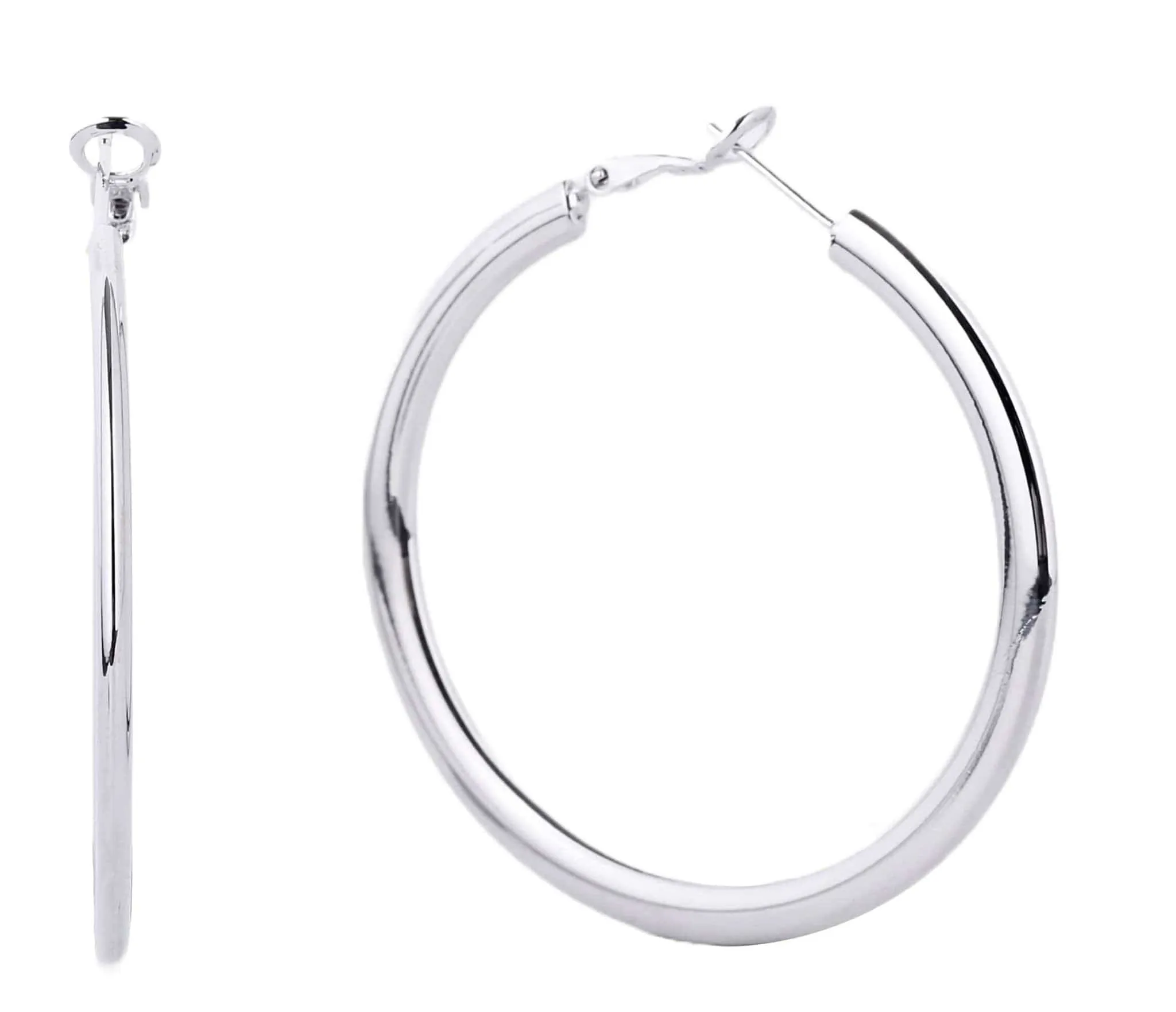 SJE310011 14K Gold Metal Omega Closure Hoop Earrings