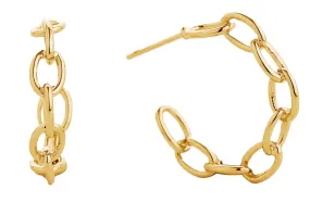 SJE310290 14K Dipped Chain Hoop Post Earrings