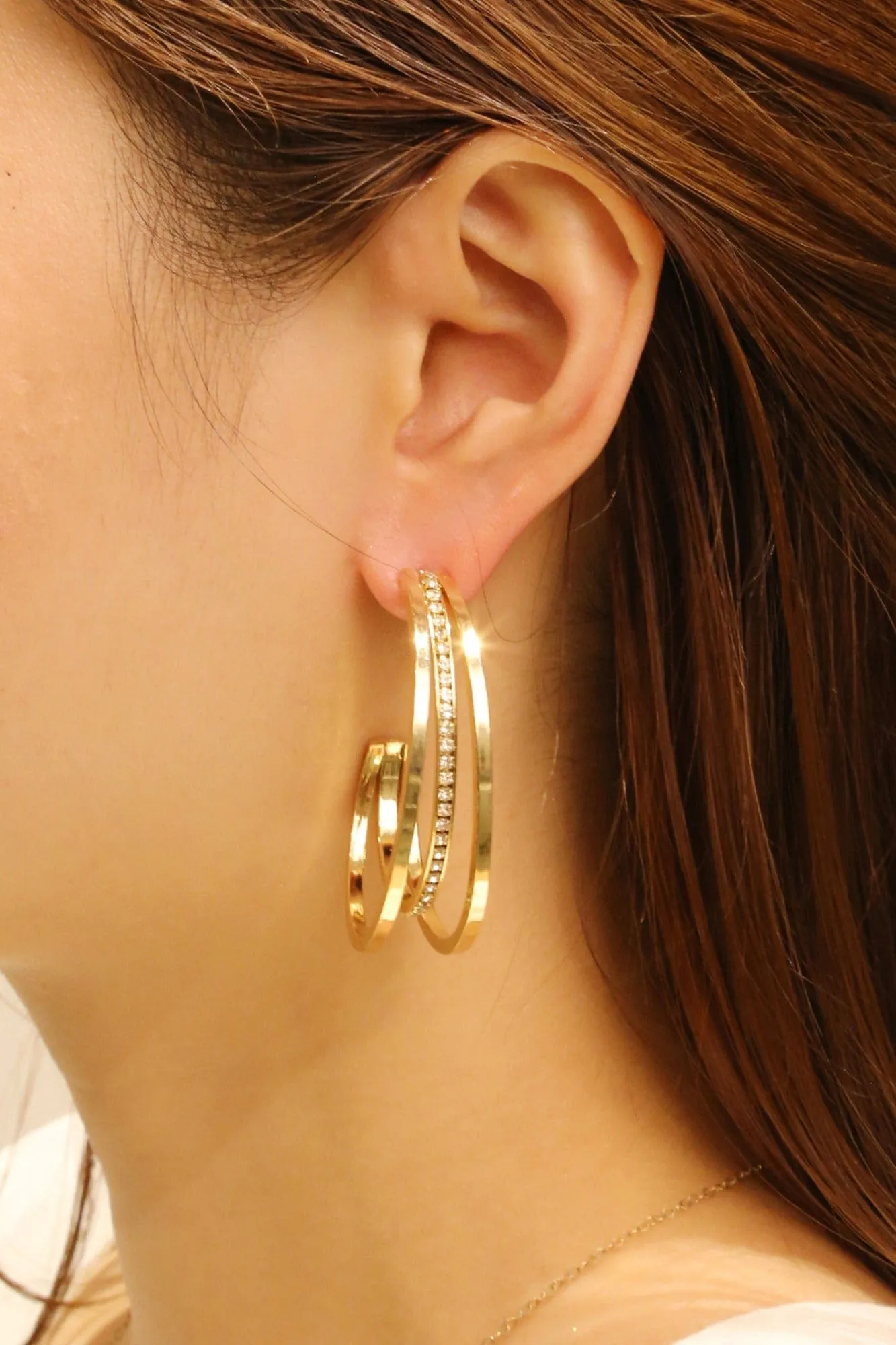 SJE310767 14K Triple Open Hoop Post Earrings